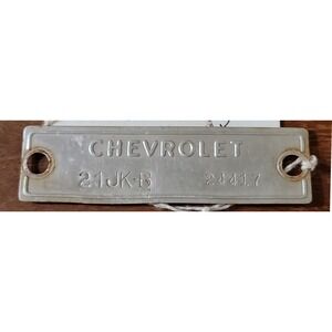 1951 Chevy Chevrolet 4 dr Fleetline Data Plate Tag